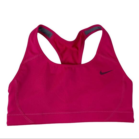 Nike Dri-Fit Swoosh Racerback Medium Support Non Padded Sports Bra Pink Size XS - Picture 1 of 5